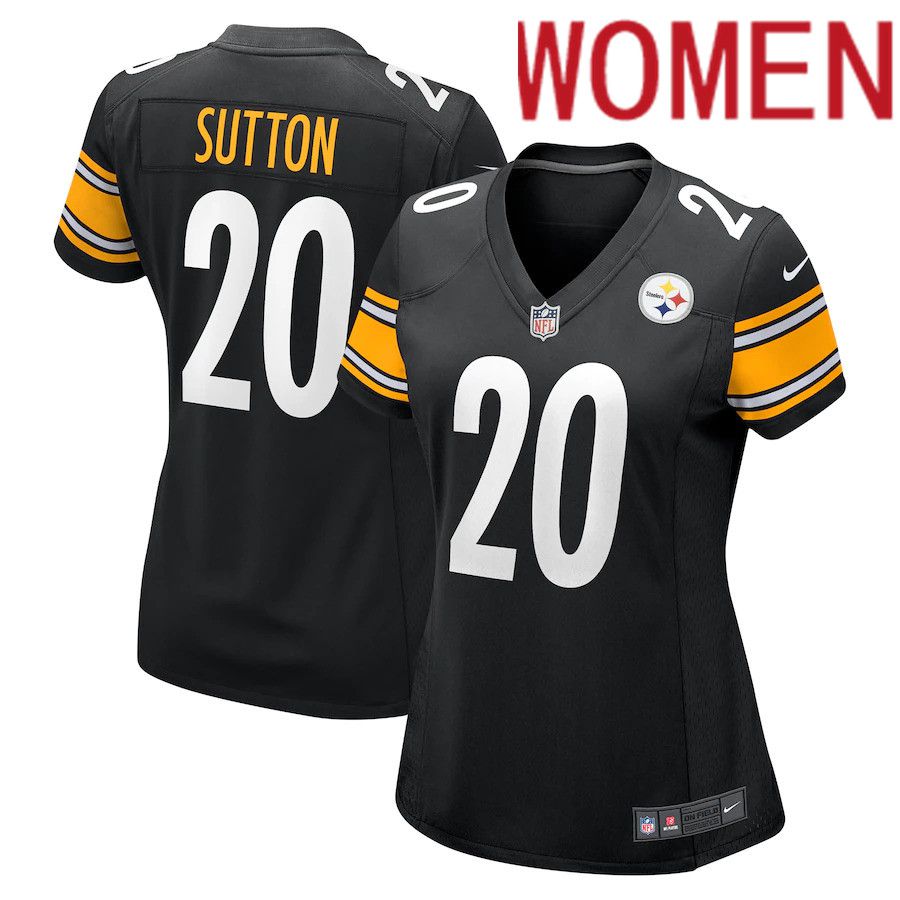 Women Pittsburgh Steelers 20 Cameron Sutton Nike Black Game NFL Jersey